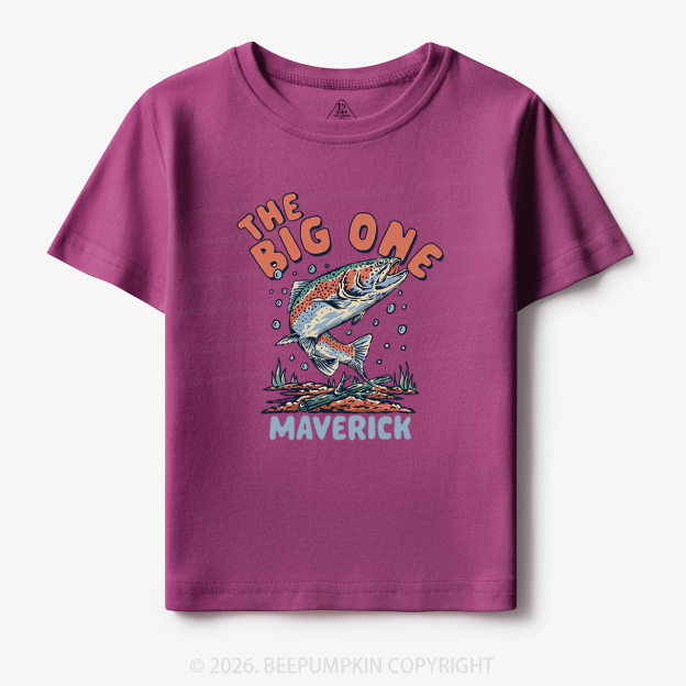 Personalized Retro The Big One Fishing Trout 1st Birthday Toddler&Kid's Tees