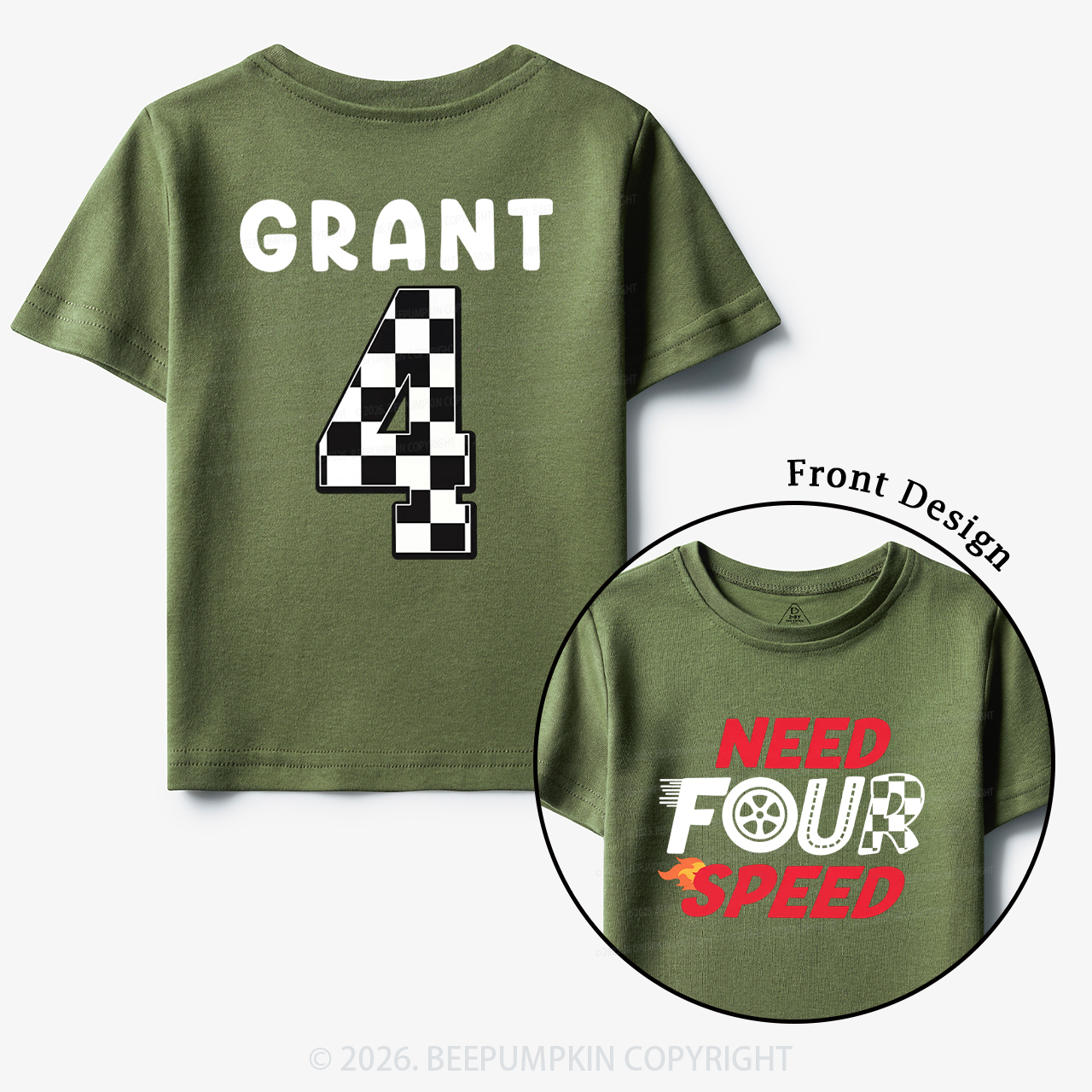 Personalized Racecar Birthday Toddler&Kid's Tees