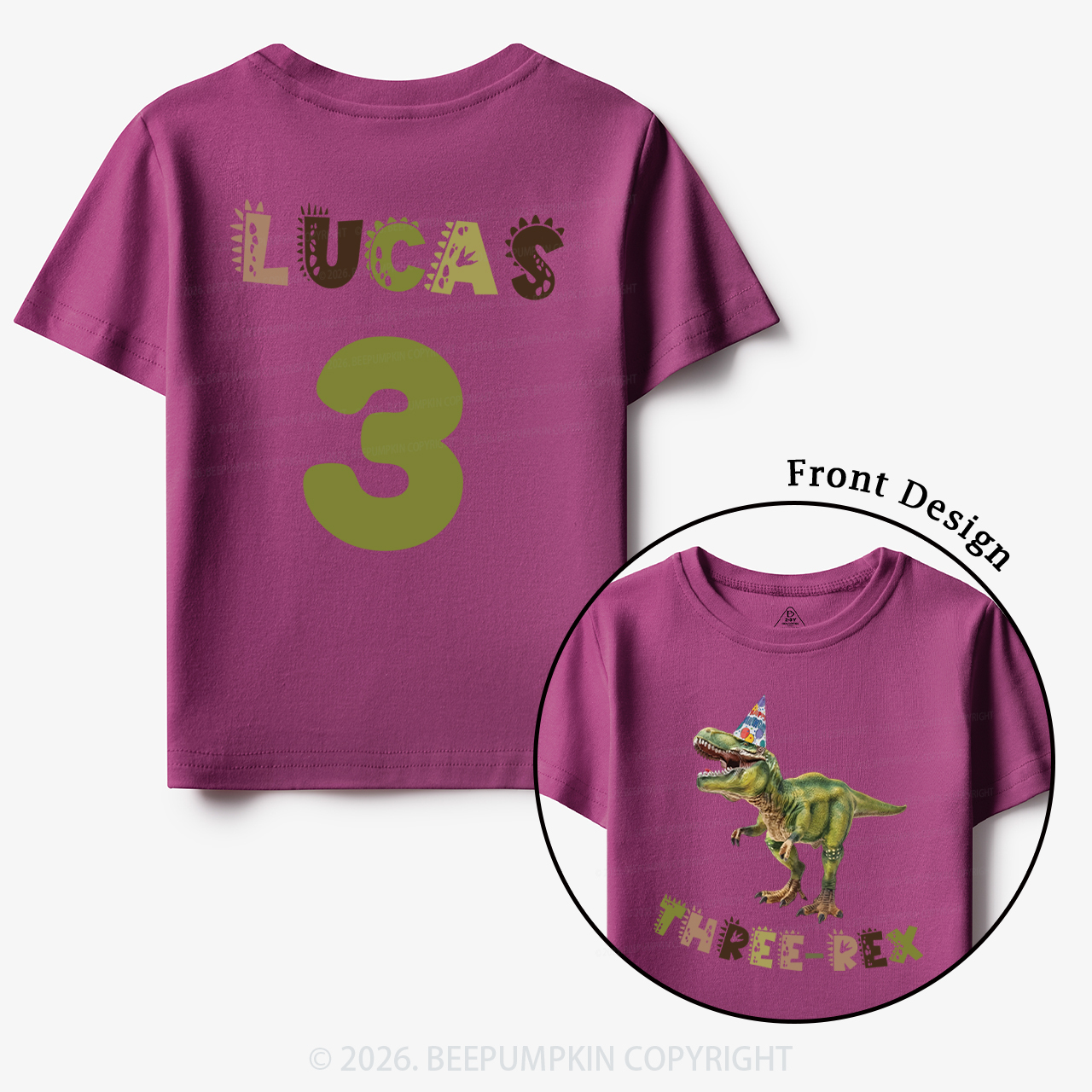 Personalized Dinosaur Birthday Party Toddler&Kid's Tees
