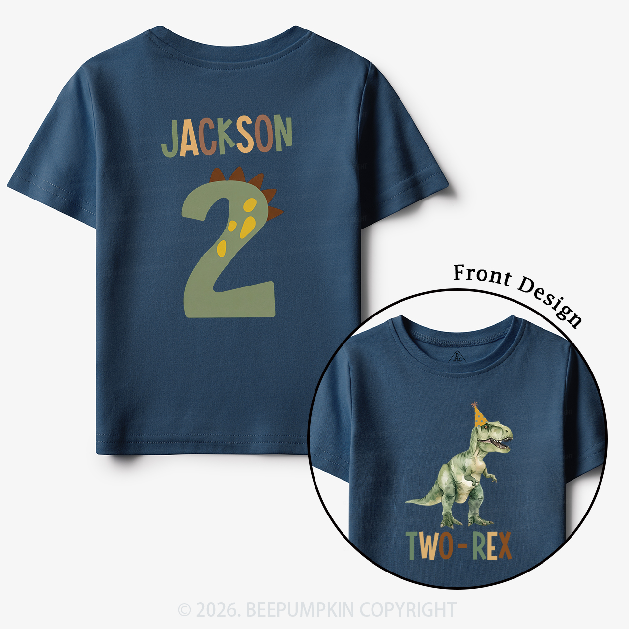 Personalized Dinosaur 2nd Birthday Toddler&Kid's Tees