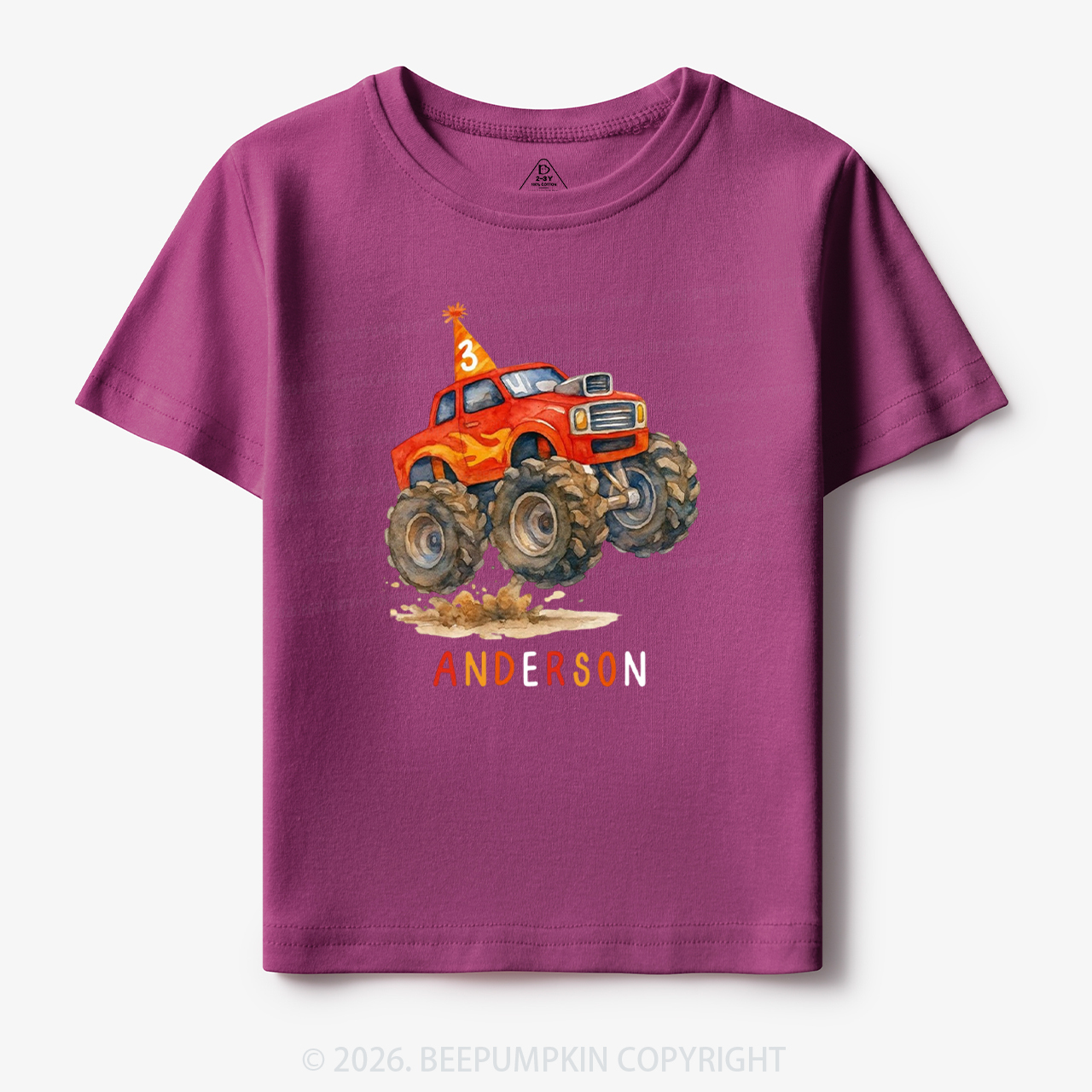 Personalized Monster Truck Birthday Toddler&Kid's Tees