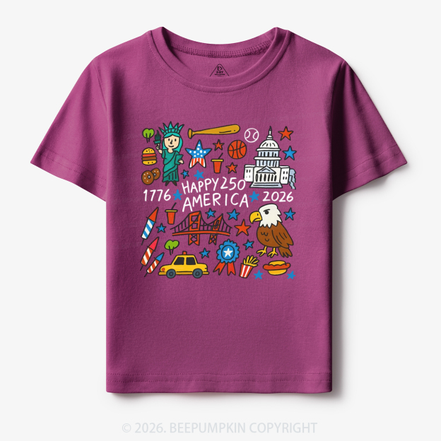 Happy 250 America 1776-2026 Toddler&Kid's Tees