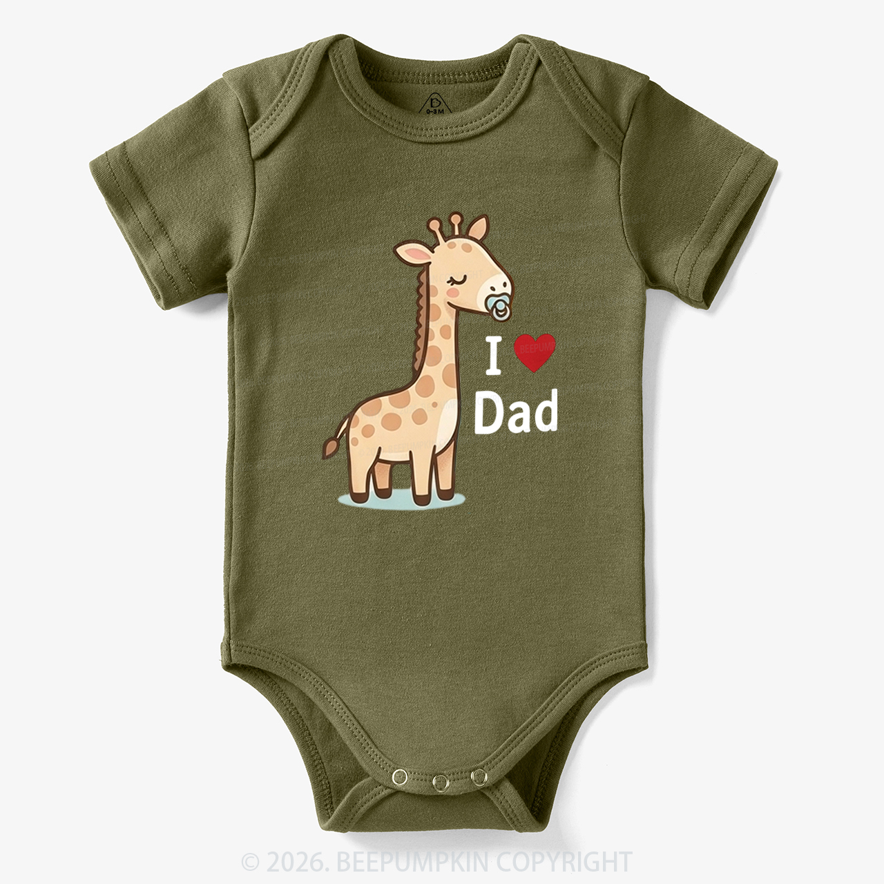 I Love Mom and Dad Giraffe Bodysuit