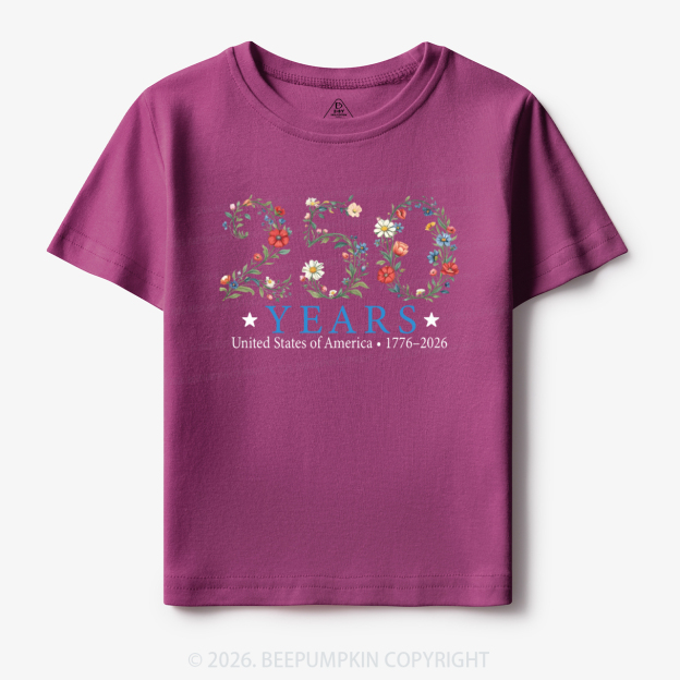 USA 250th Anniversary Floral Toddler&Kid's Tees
