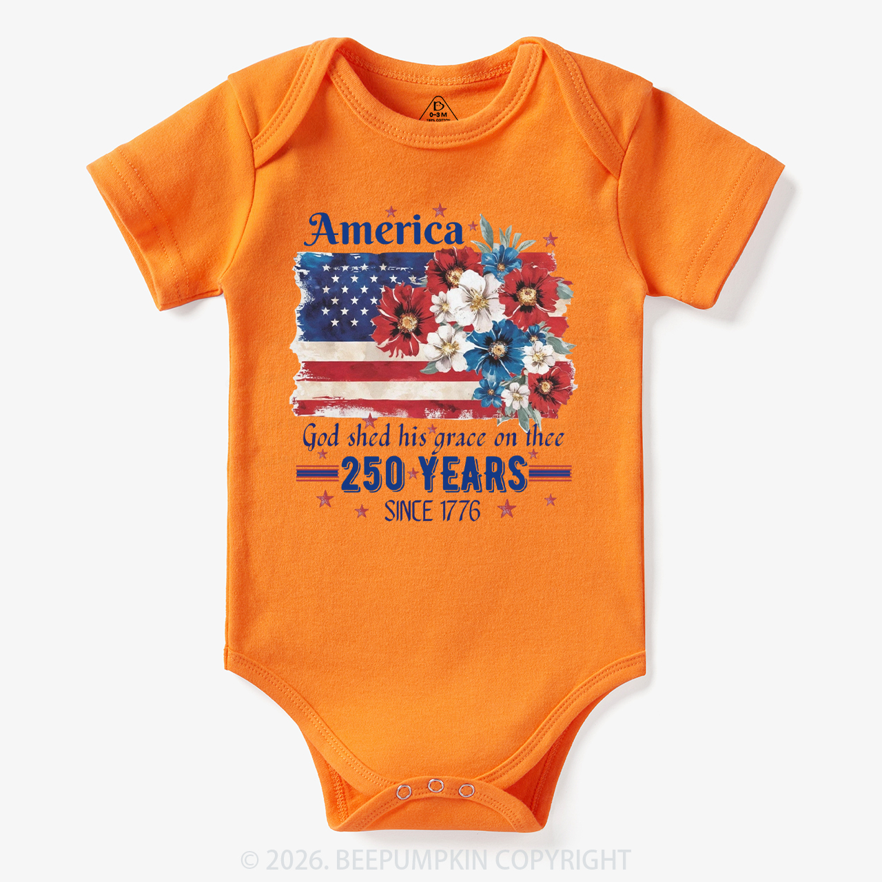America 250 Years Flag Floral Bodysuit