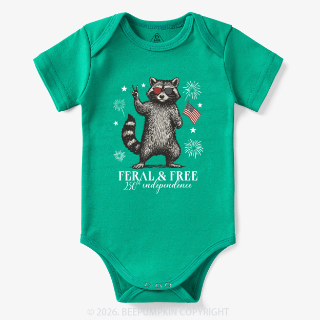 Feral but Free Patriotic Raccoon America 250th Bodysuit