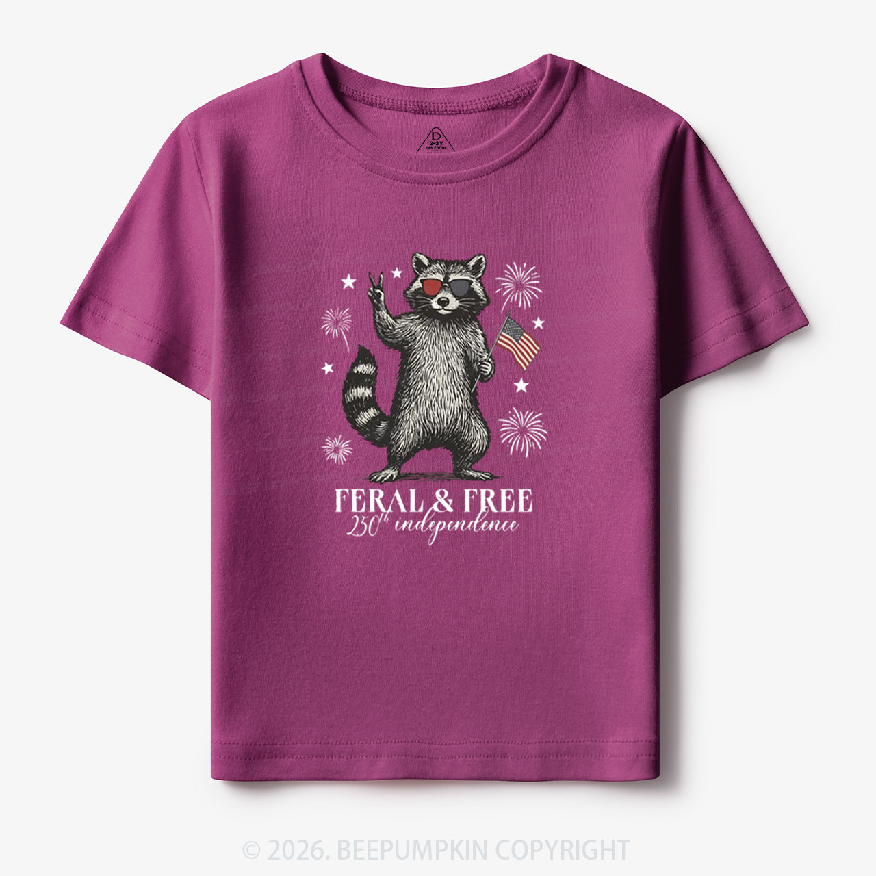 Feral but Free Patriotic Raccoon America 250th Toddler&Kid's Tees