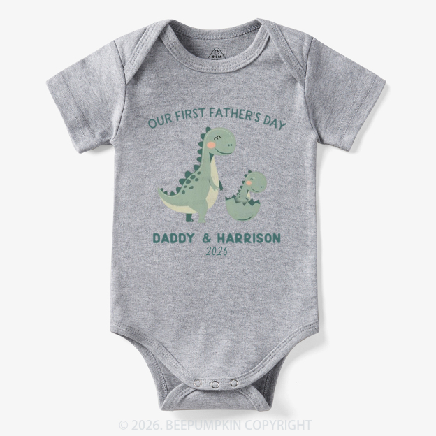 Personalized Dinosaur First Father's Day 2026 Cute Bodysuit