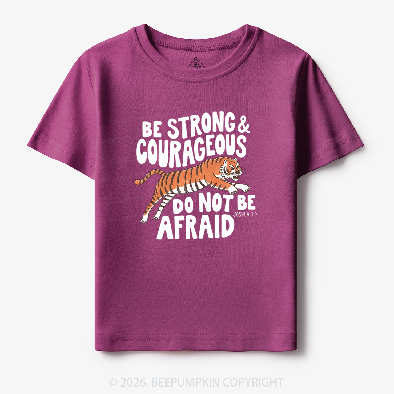 Christian Be Strong Courageous Do Not Be Afraid Tiger Toddler&Kid's Tees