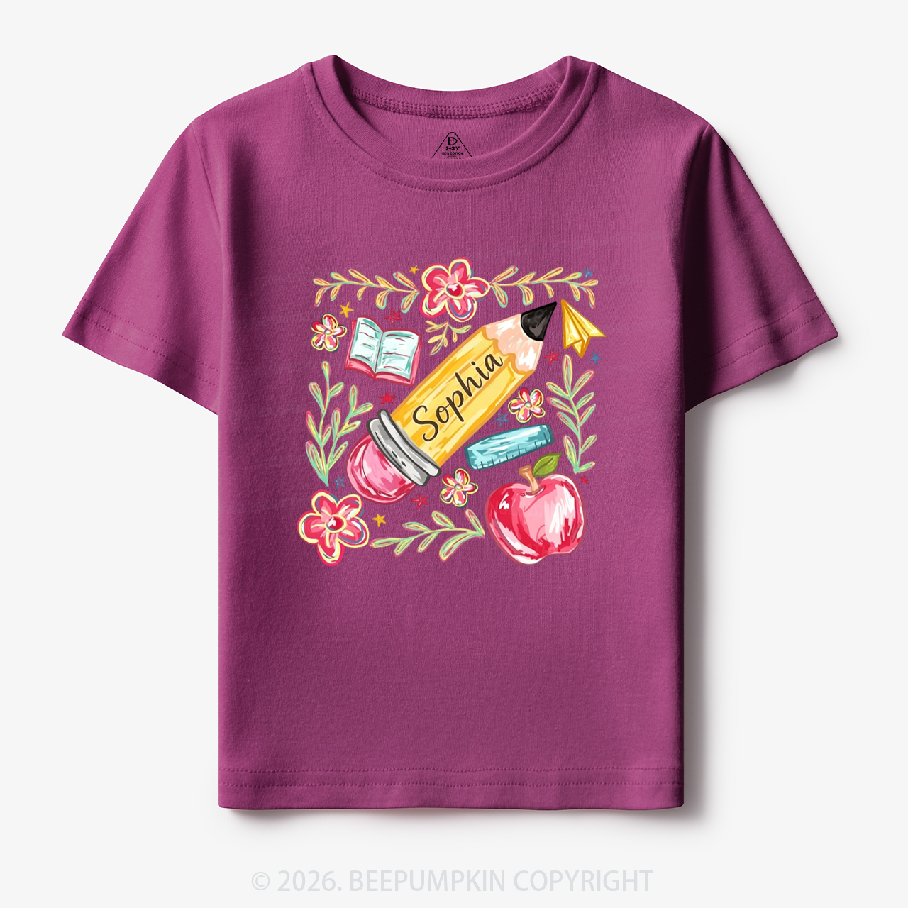 Personalized Name Floral Pencil Toddler&Kid's Tees