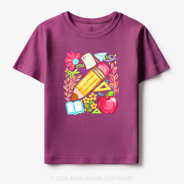 Boho Floral Pencil Coquette Back To School Toddler&Kid's Tees