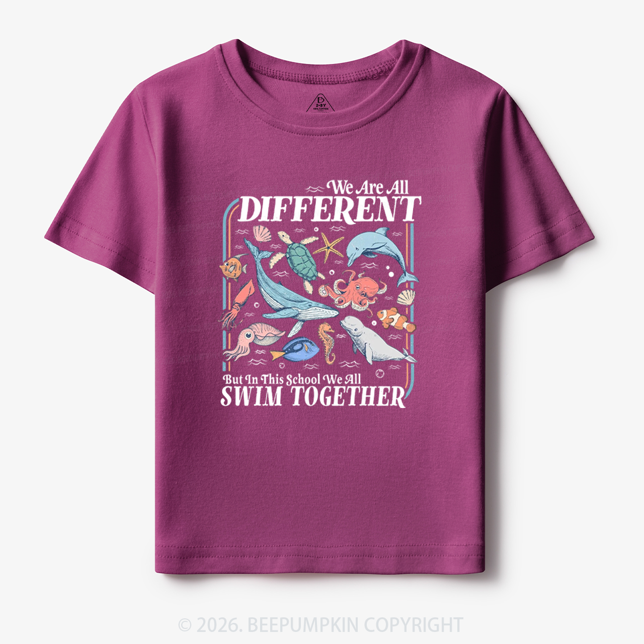 Ocean Animals We Are All Different Swim Together Toddler&Kid's Tees