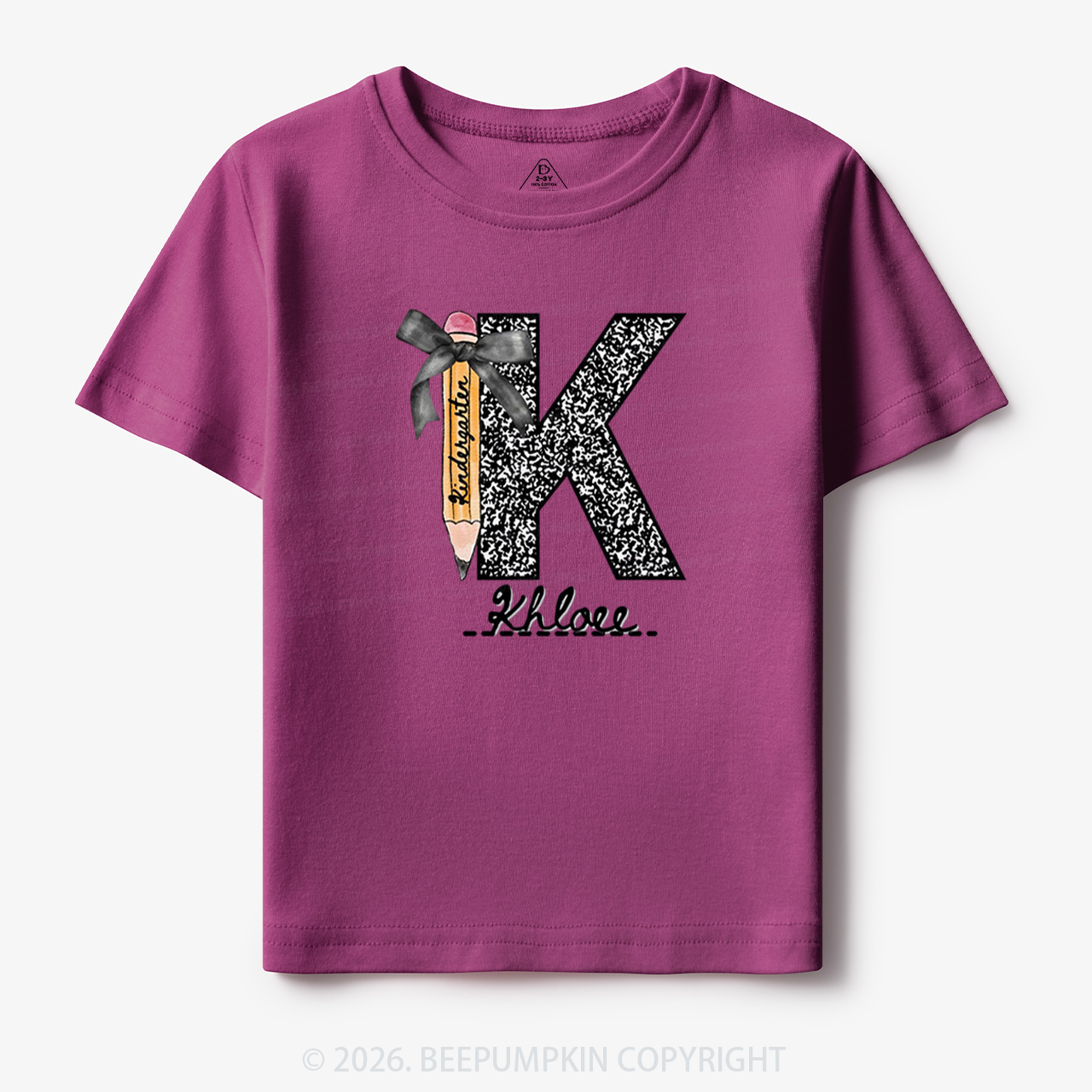 Personalized Grade&Name Monogram Pencil Bow Toddler&Kid's Tees