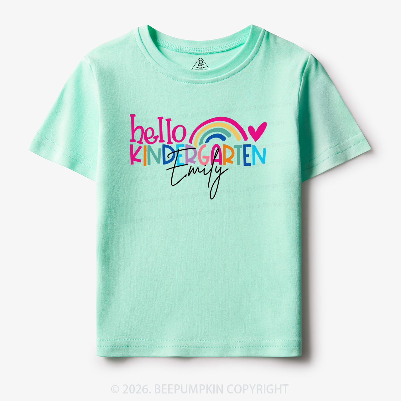 Personalized Name Rainbow Hello Kindergarten Toddler&Kid's Tees