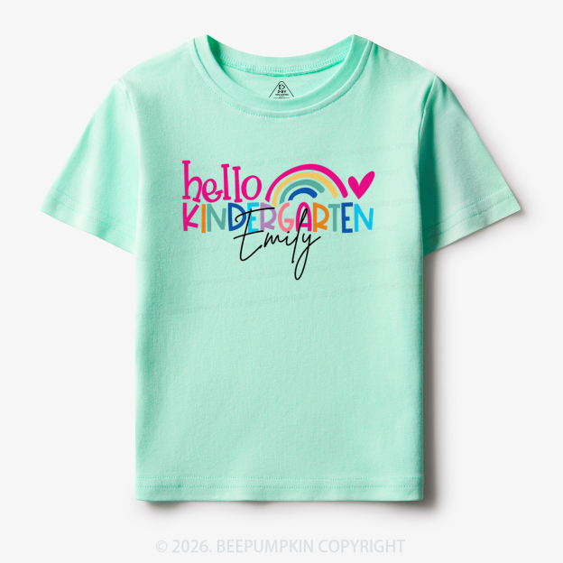 Personalized Name Rainbow Hello Kindergarten Toddler&Kid's Tees