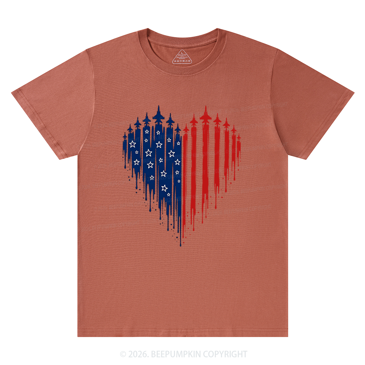 Patriotic 4th Of July American Flag Heart T-Shirts