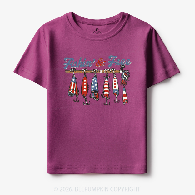 Fishin And Free Lure 4th Of July Toddler&Kid's Tees