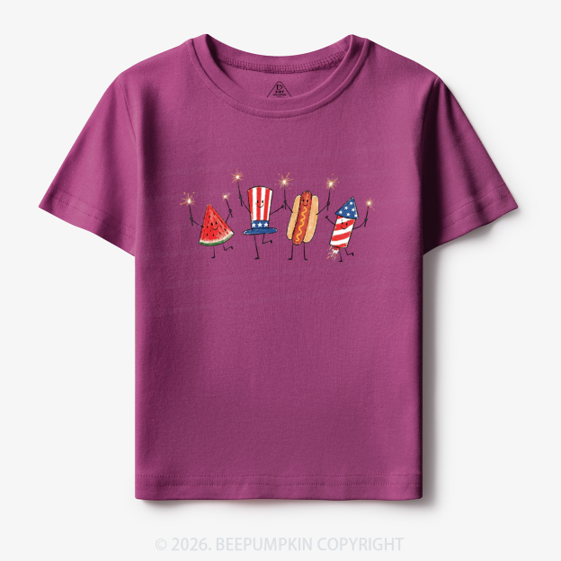 Patriotic Watermelon Hotdog Firework American Toddler&Kid's Tees