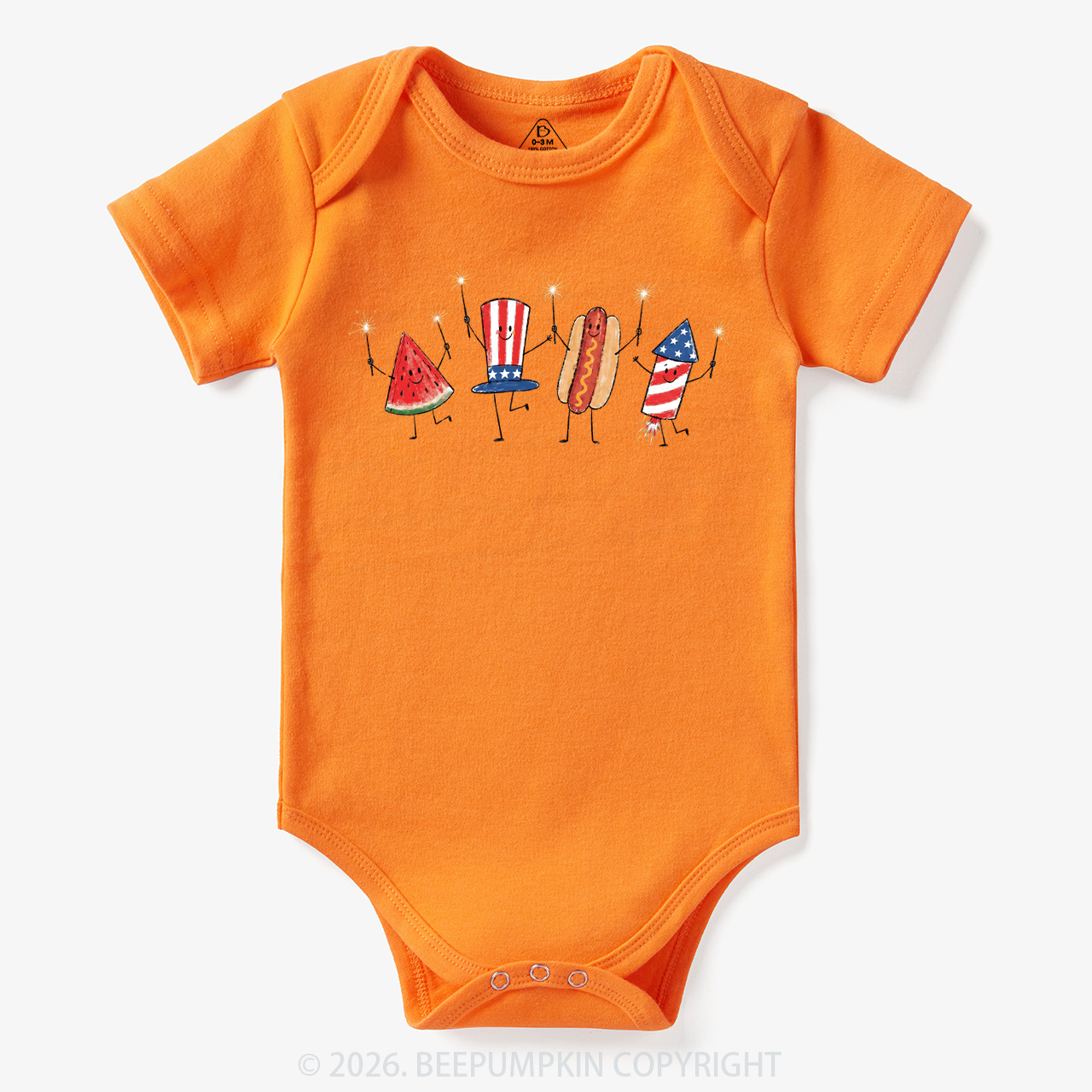 Patriotic Watermelon Hotdog Firework American Bodysuit