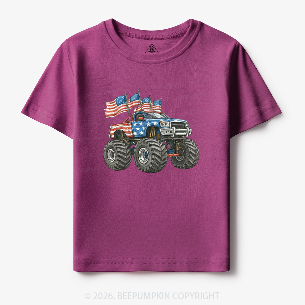 4th Of July Monster Truck American Flag Toddler&Kid's Tees