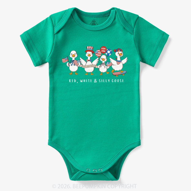 Red White Silly Goose USA 250 Patriotic Bodysuit