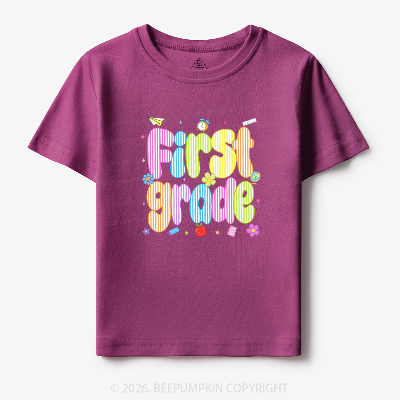 Personalized Preppy Back To School Colorful Stripes Toddler&Kid's Tees