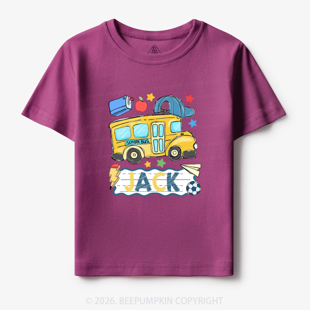 Personalized Name School Bus Back To School Toddler&Kid's Tees