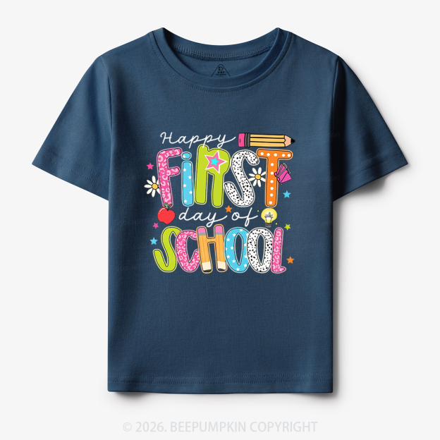 Colorful Happy First Day Of School Toddler&Kid's Tees