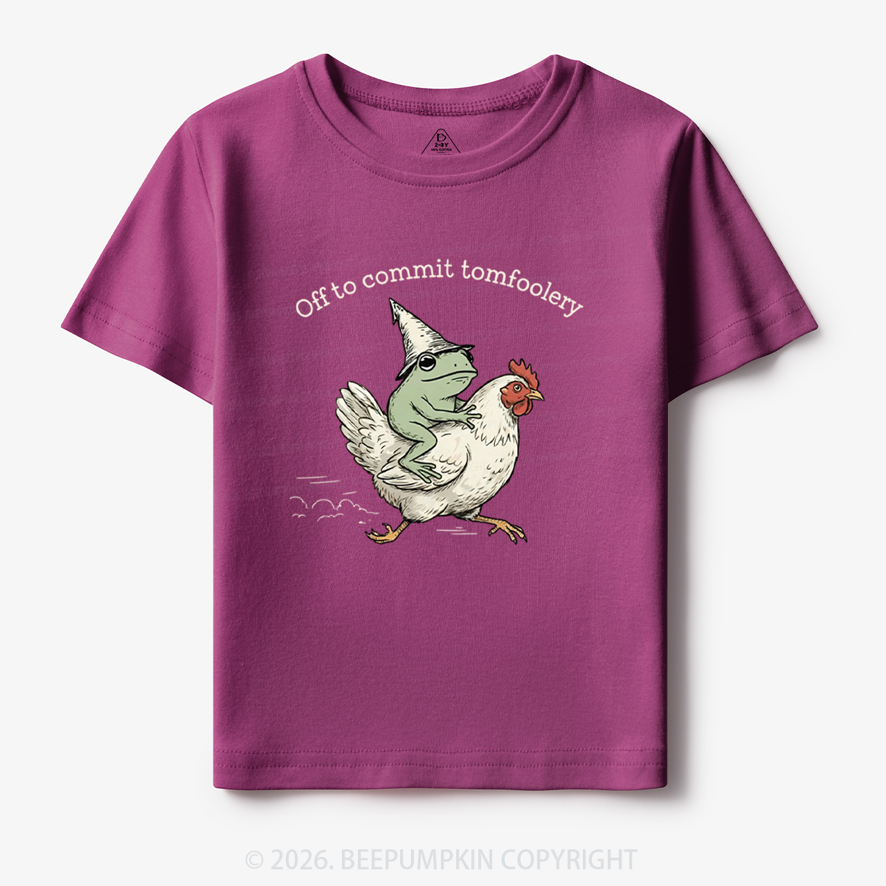 Frog Riding Chicken Off to Commit Tomfoolery Toddler&Kid's Tees