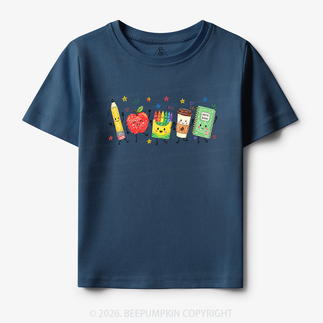 Cute Crayon Apple Pencil Notebook Toddler&Kid's Tees