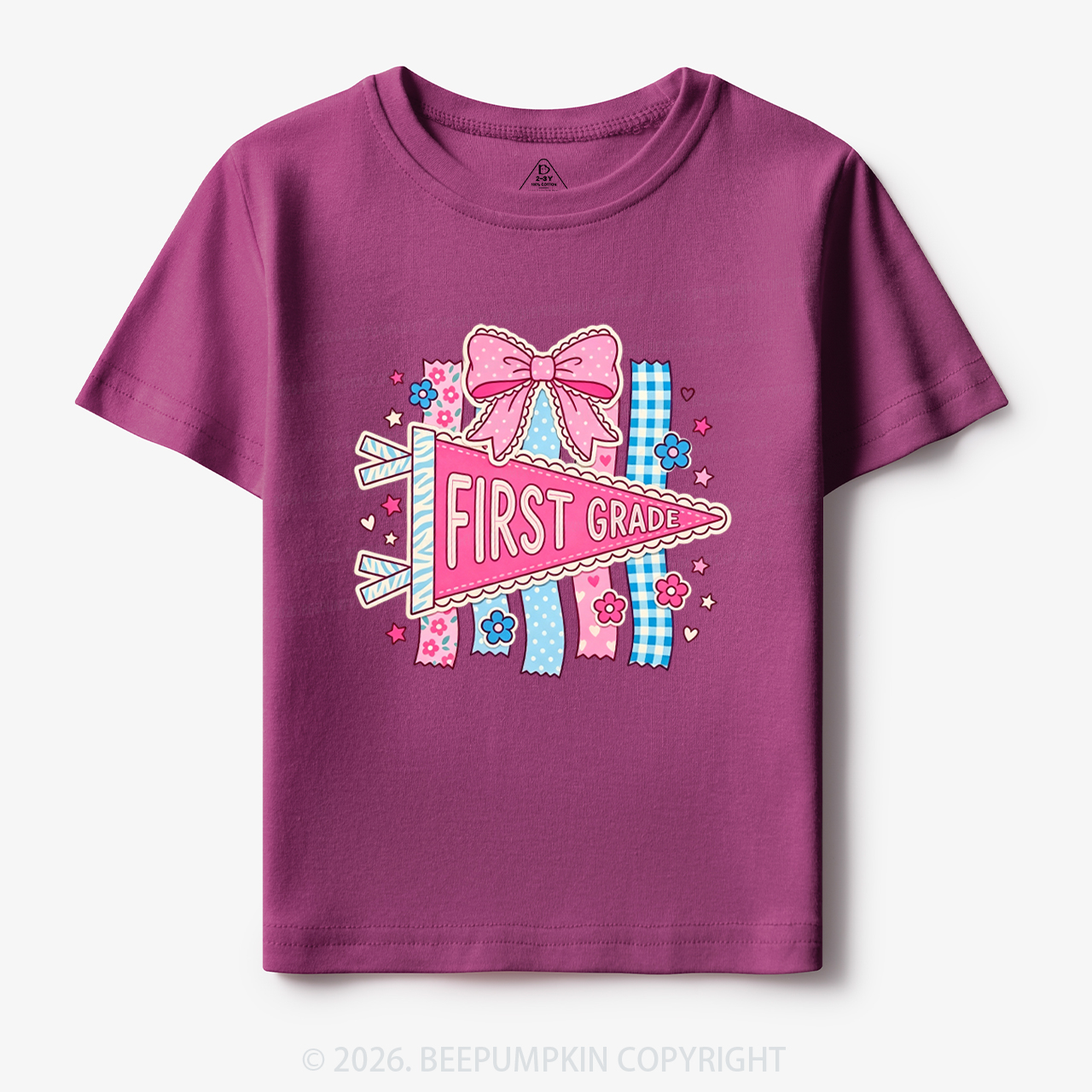 Personalized Pink Bow Pennant Back To School Toddler&Kid's Tees