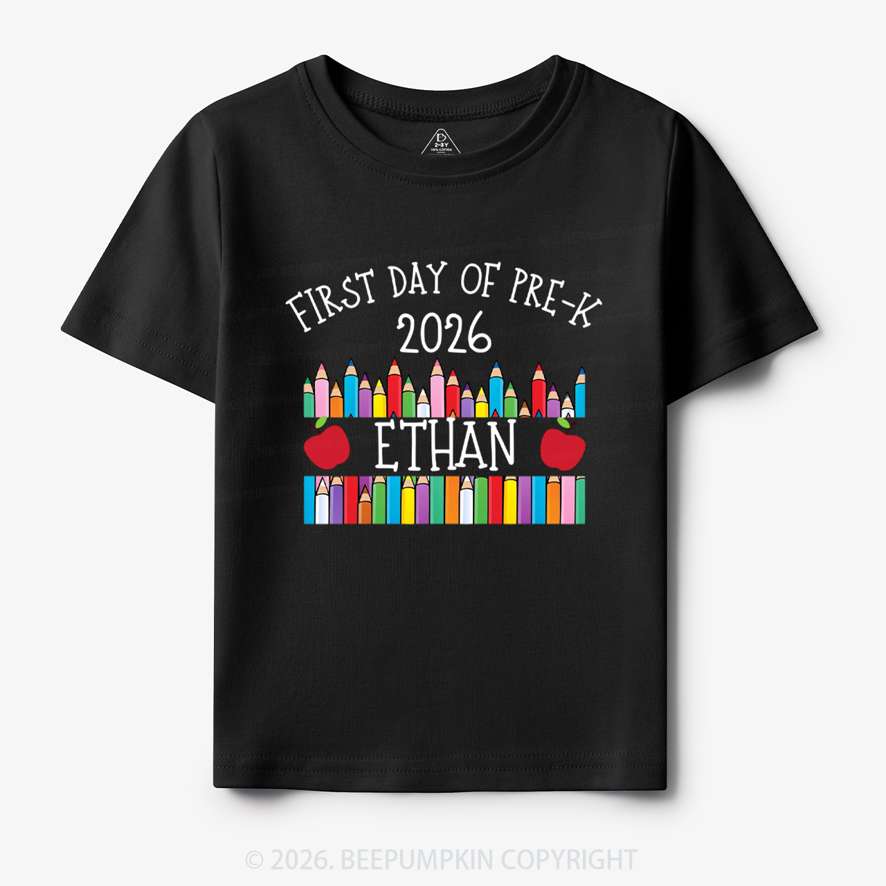 Personalized First Day Of Pre-K Crayon Toddler&Kid's Tees