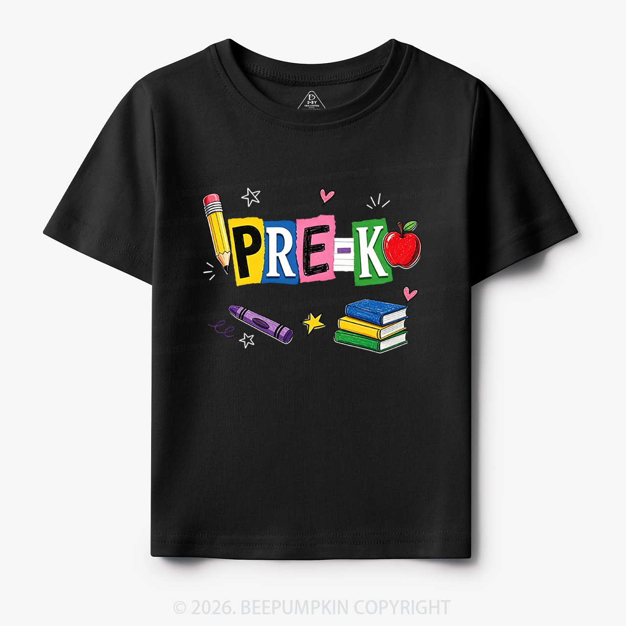 Personalized Colorful Bright School Vibes Doodle Toddler&Kid's Tees