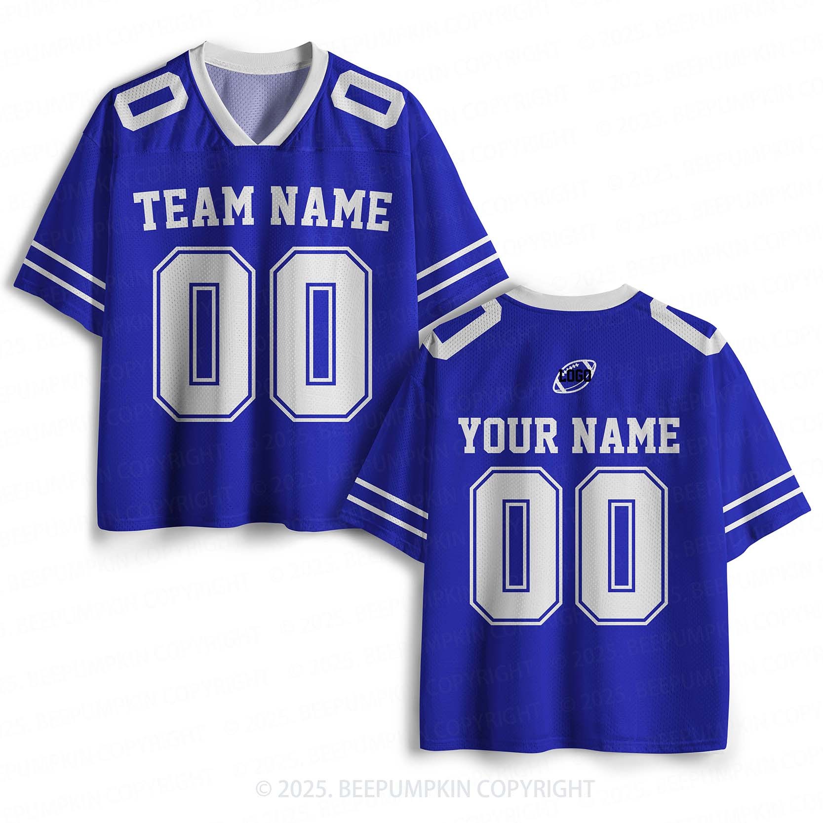 Personalized Team Name & Number Blue Adult Sport Jersey Beepumpkin