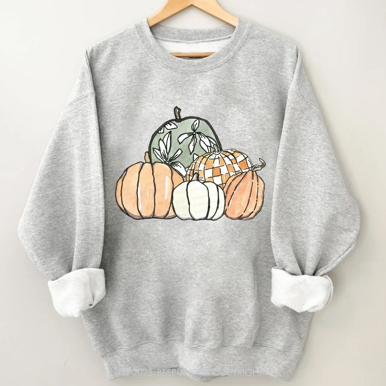 Autumn Fall Sweatshirt-Watercolor Pumpkins