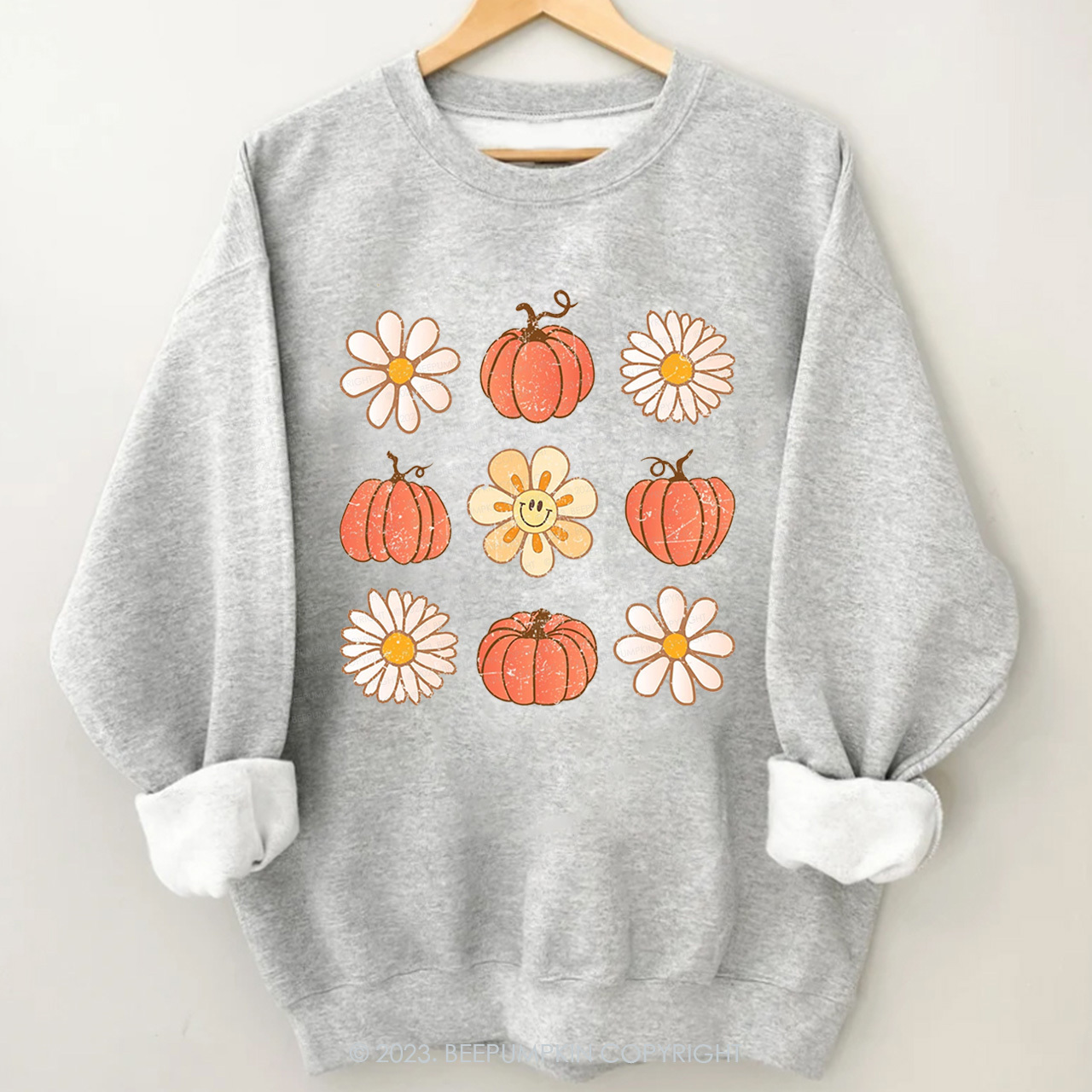 Retro Daisy Fall Pumpkin Sweatshirts