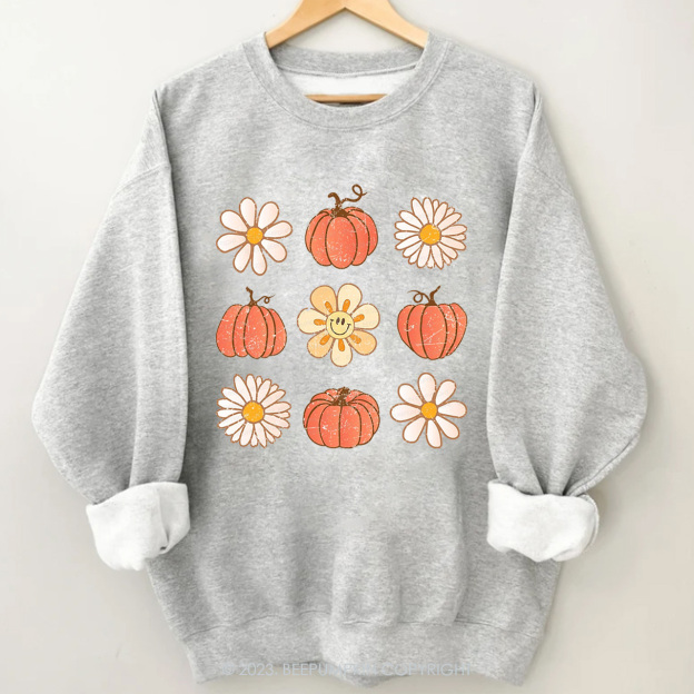 Retro Daisy Fall Pumpkin Sweatshirts