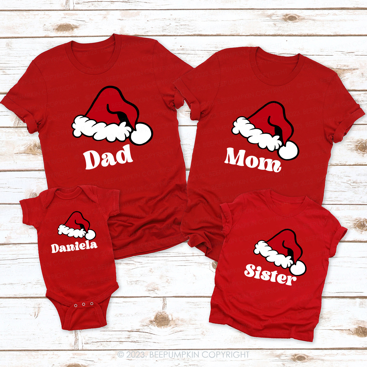Santa Hat Personalized Matching Family Shirts