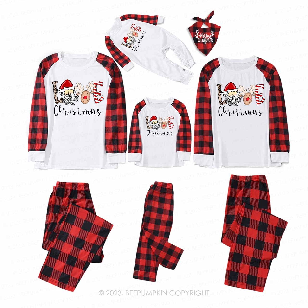 Love Christmas Santa Elk Family Matching Pajamas Beepumpkin