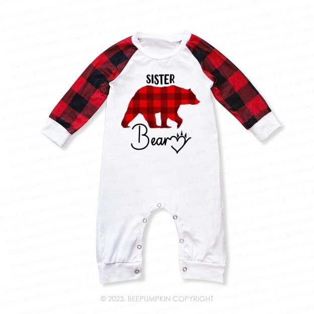 Red Buffalo Plaid Heart Bear Christmas Family Matching Pajamas Beepumpkin