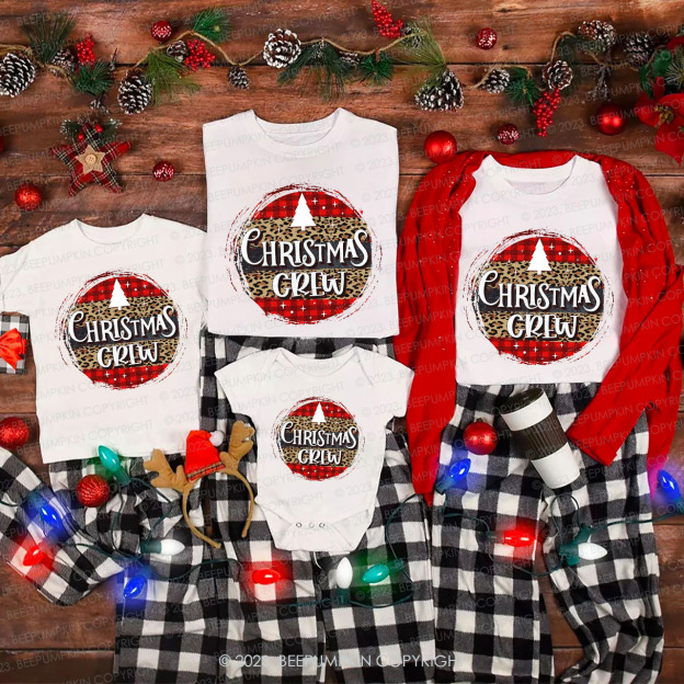 Christmas Crew Leopard Style Family Matching Shirts Beepumpkin