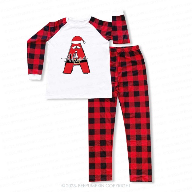 Santa Hat Christmas Monogram Family Matching Pajamas Beepumpkin