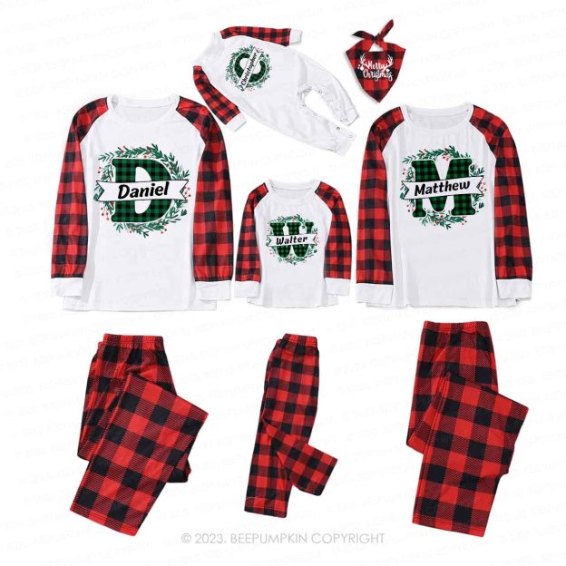 Monogrammed Christmas Family Matching Pajamas Beepumpkin