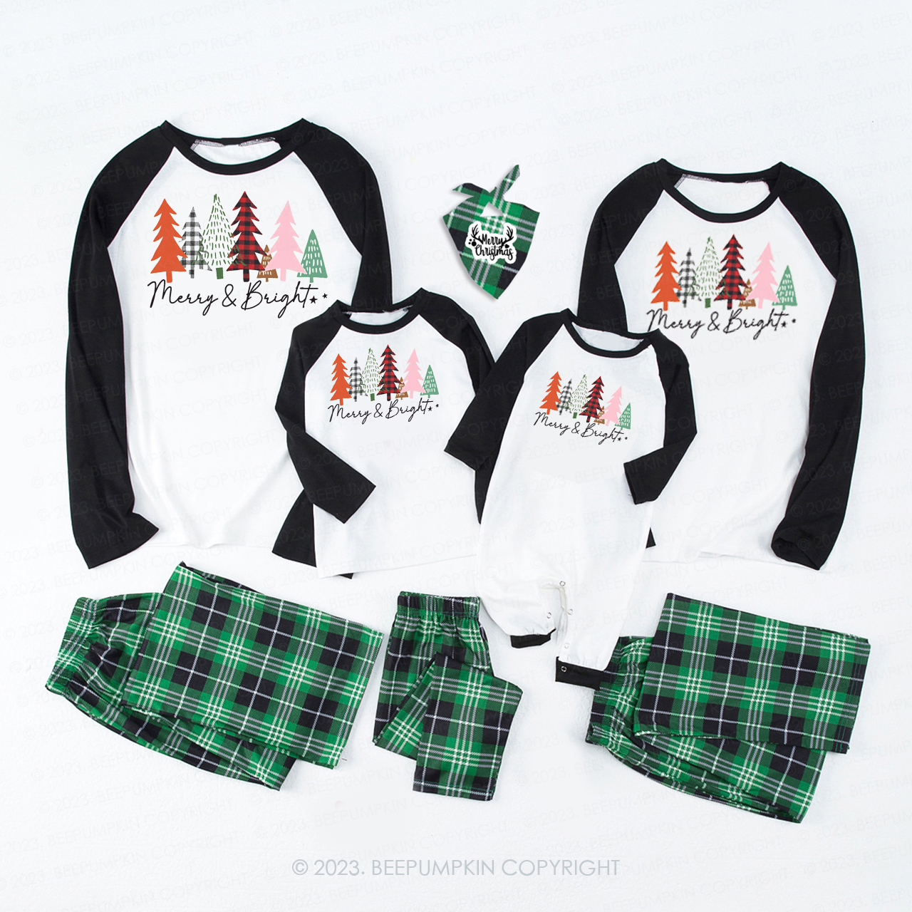 Christmas Merry and Bright Family Matching Pajamas Beepumpkin