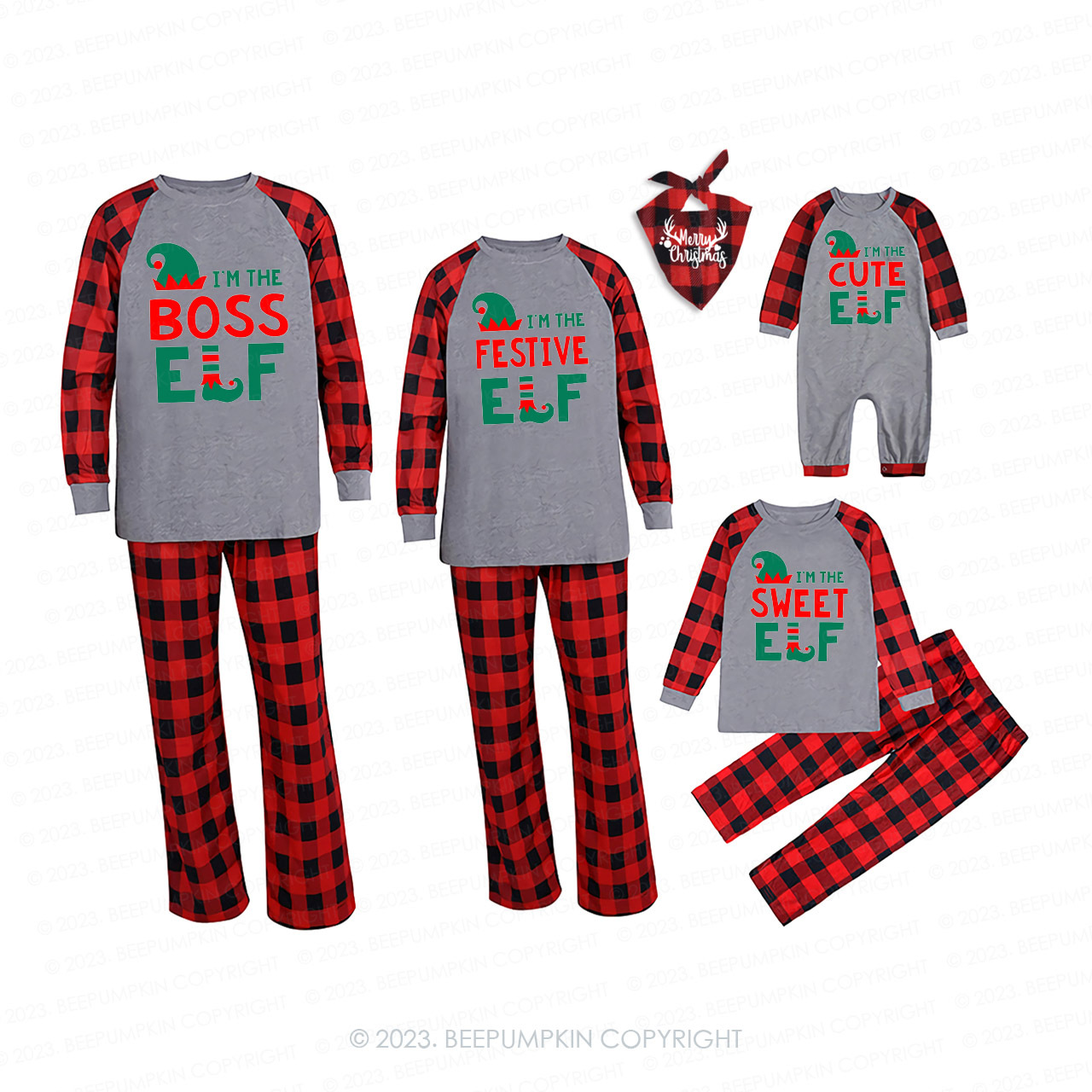 Personalized Elf Squad Matching Family Christmas Pajamas Beepumpkin