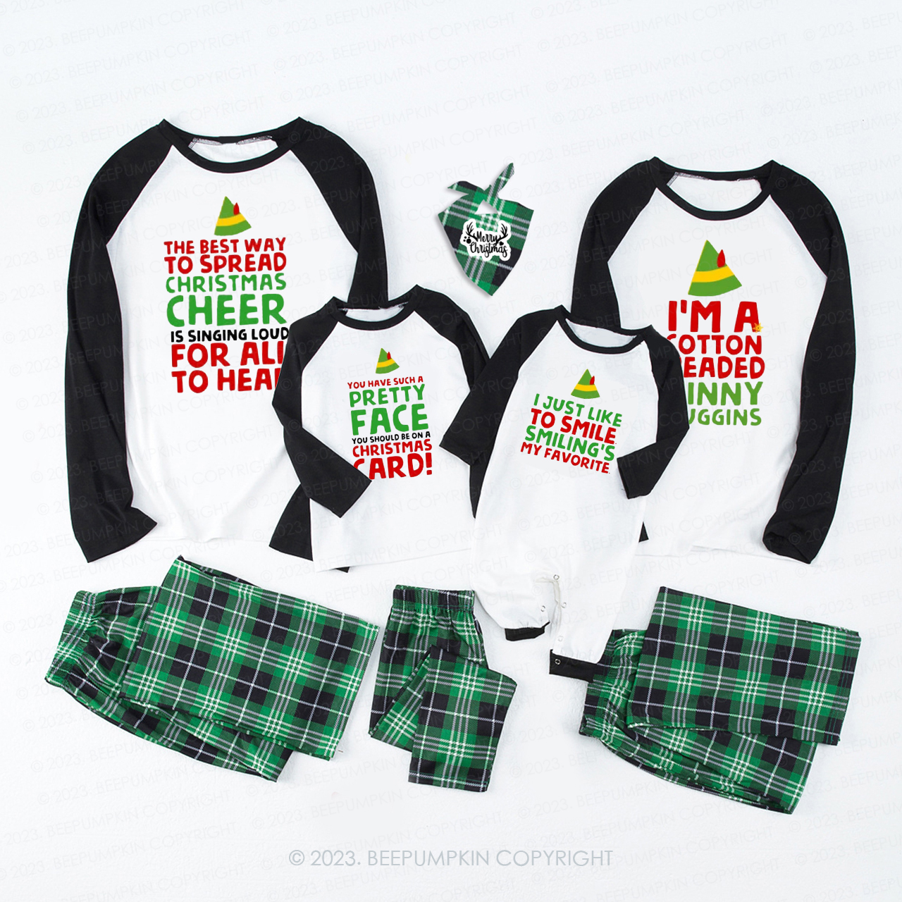 Personalized Cute Elf  Family Christmas Pajamas Beepumpkin