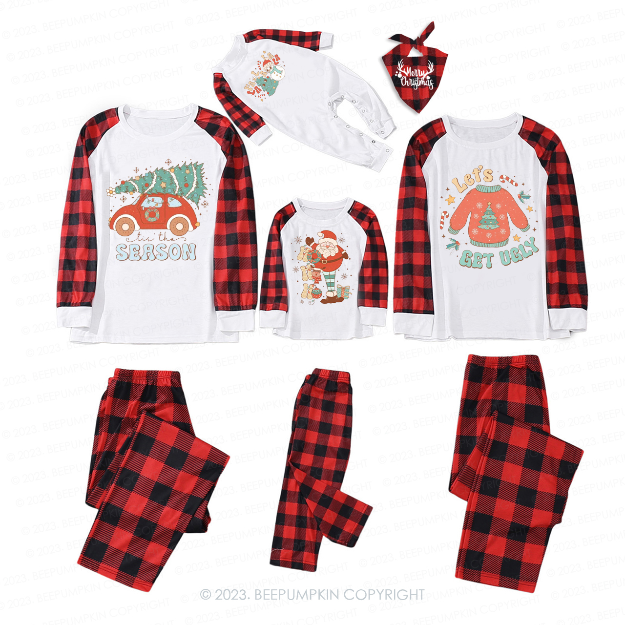 Custom Christmas Vintage Matching Pajamas For Family Beepumpkin