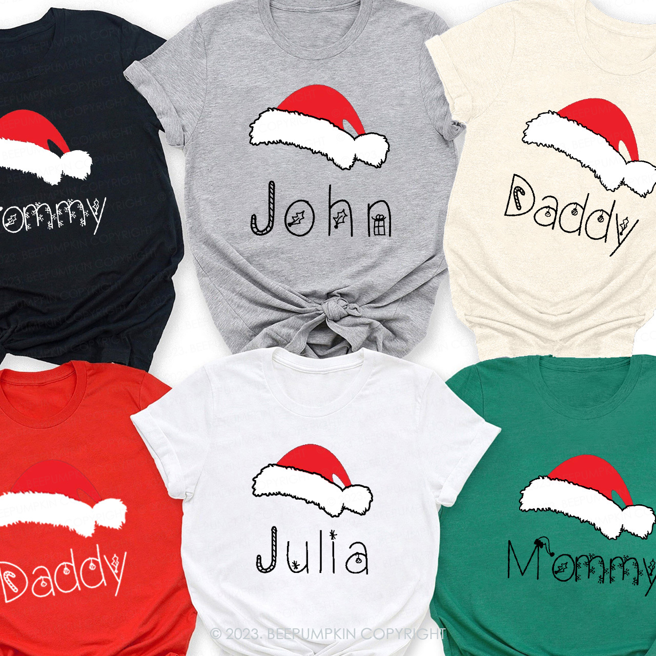 Personalized Hat Matching Christmas Shirts For Family Beepumpkin