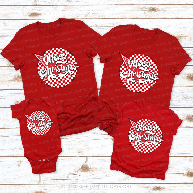 Retro Merry Christmas Matching Tees For Family Beepumpkin