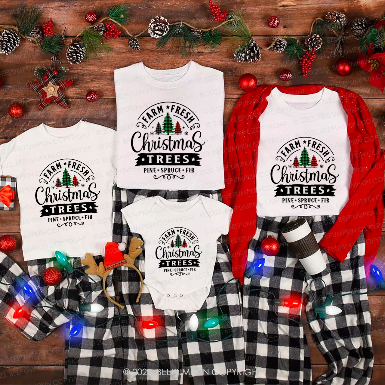 Farm Fresh Christmas Trees Family Matching Shirts Beepumpkin